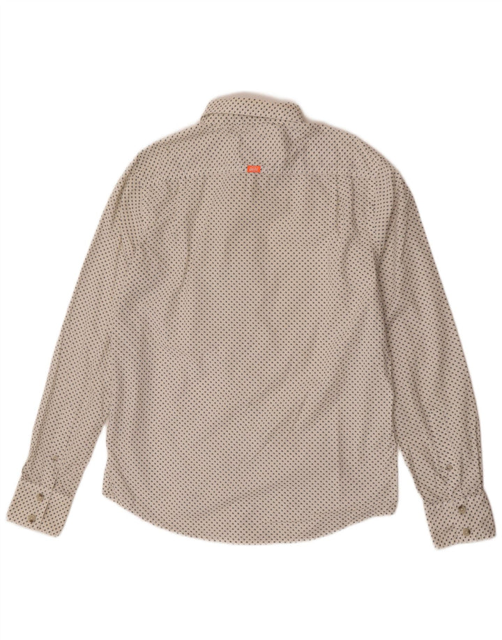 Superdry Chemise Laundered Cut Collar XL Coton à Pois Blanc Homme