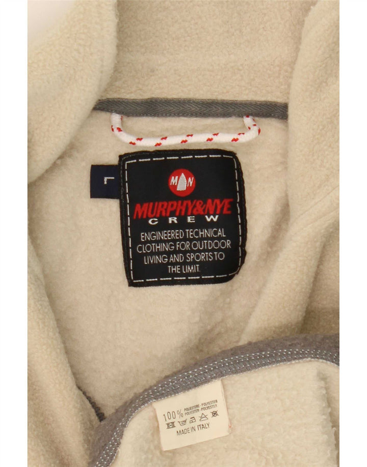 Murphy & Nye Pull polaire à col zippé pour homme Large Beige Colorblock Polyester