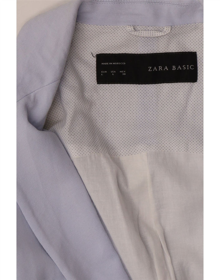 Zara Womens 1 Bouton Blazer Veste UK 16 Grand Bleu