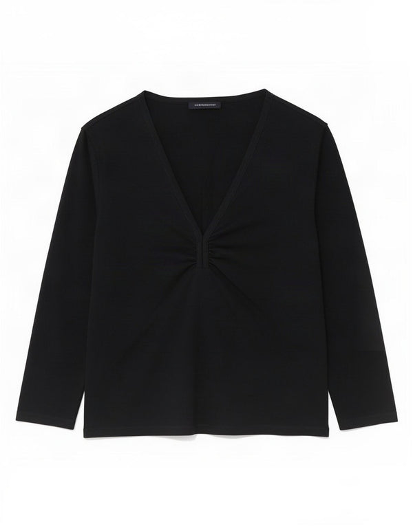 French Connection Haut Femme Manches 3/4 UK 12 Moyen Noir Coton