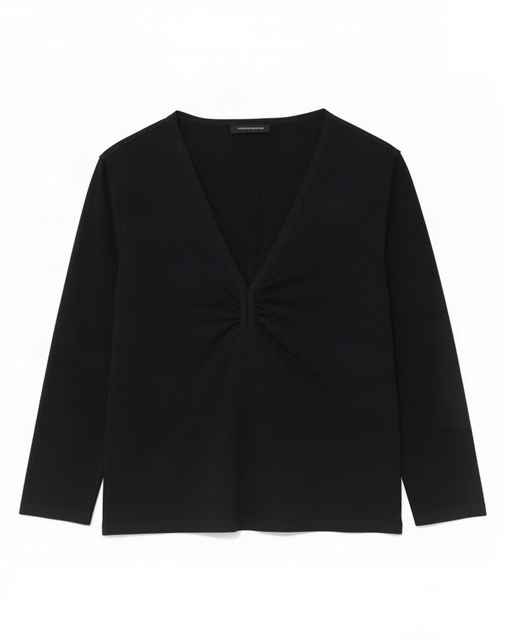 French Connection Haut Femme Manches 3/4 UK 12 Moyen Noir Coton