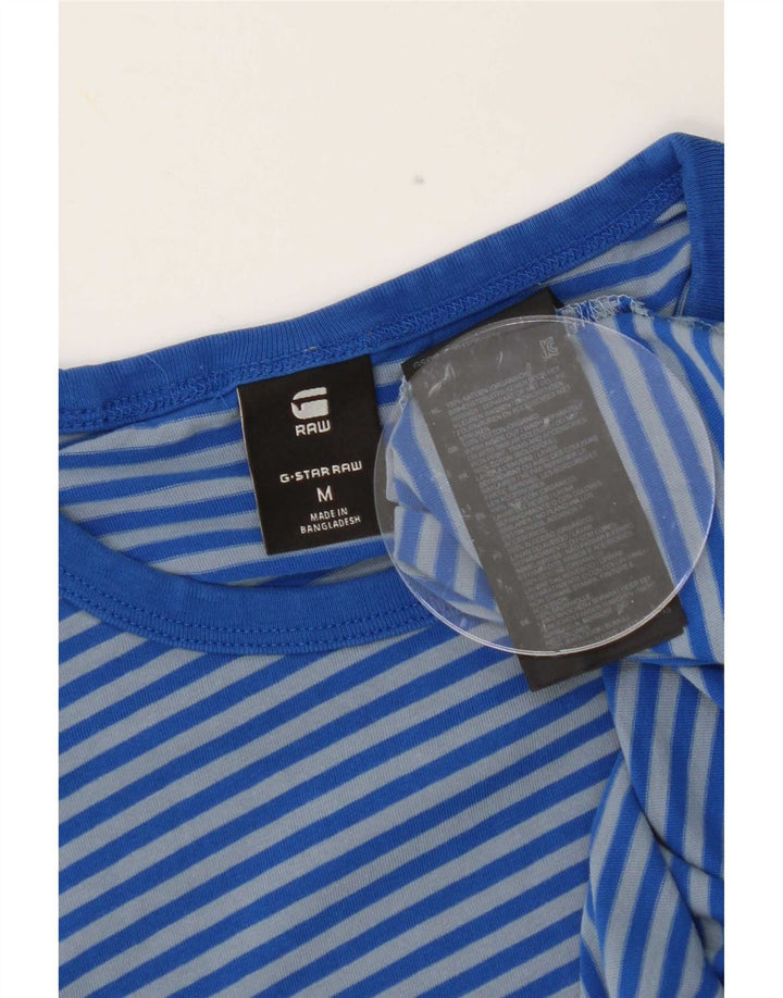 G-Star Femme T-Shirt Top Bleu Moyen en Coton à Fines Rayures