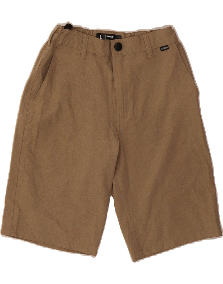 HURLEY Boys Chino Shorts 12-13 Years Large W24 Brown Polyester Vintage Hurley and Second-Hand Hurley from Messina Hembry 
