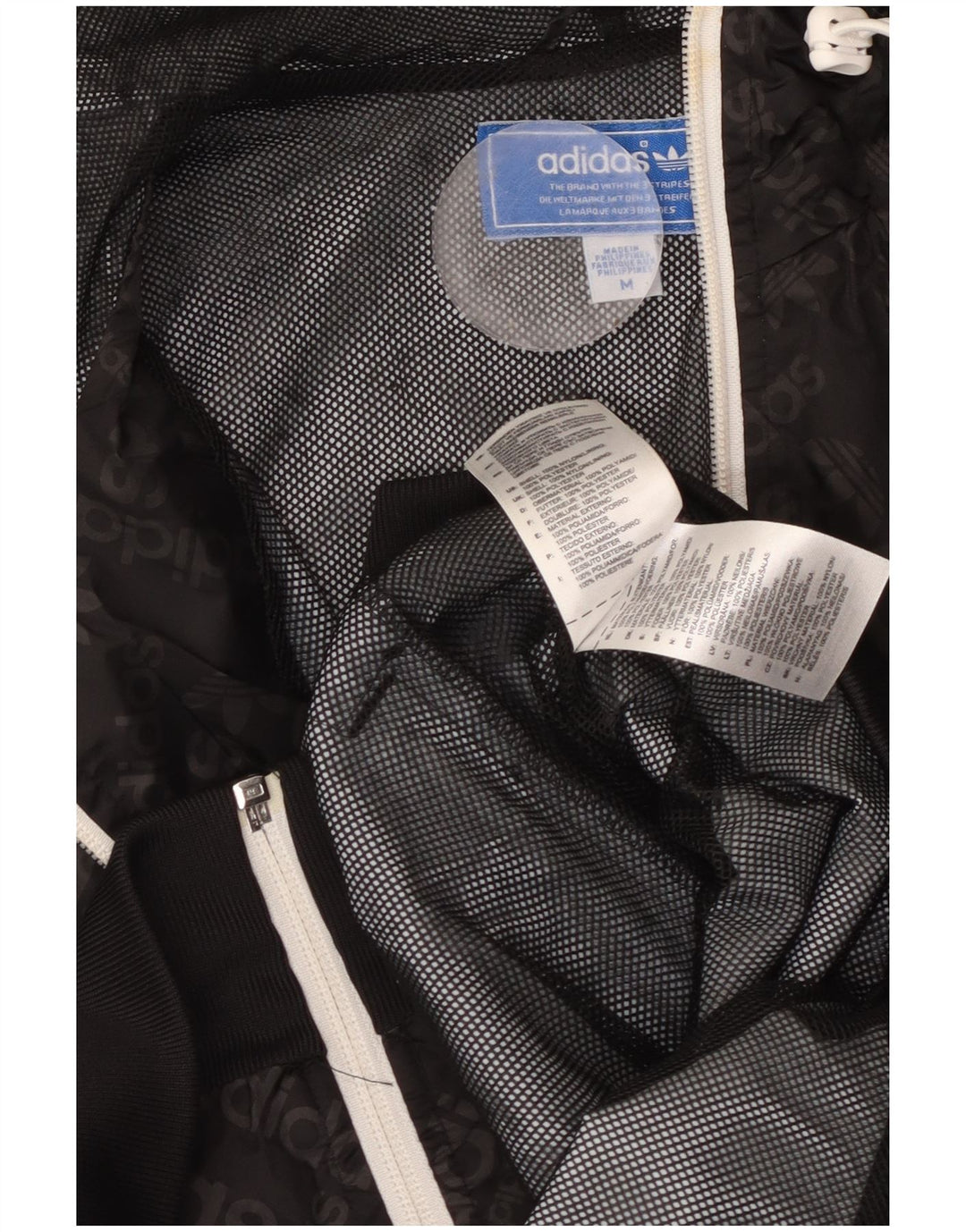 ADIDAS Veste de pluie à capuche graphique pour homme UK 38 Medium Noir Polyamide