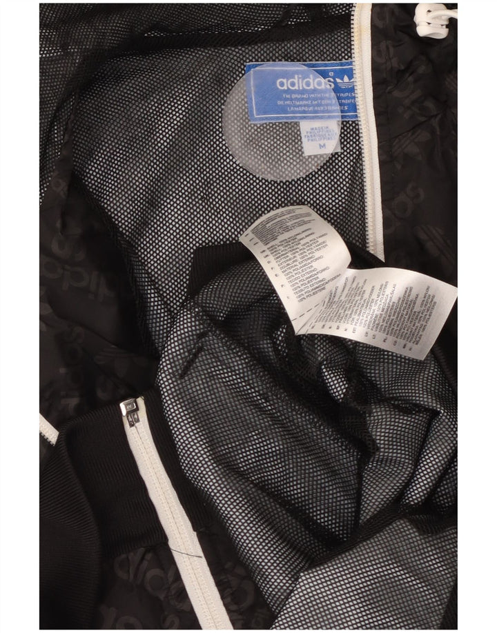 ADIDAS Veste de pluie à capuche graphique pour homme UK 38 Medium Noir Polyamide