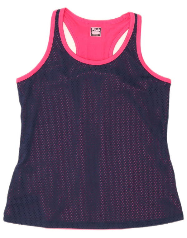 Fila Débardeur graphique pour femme UK 12 Bleu marine moyen Polyester colour block