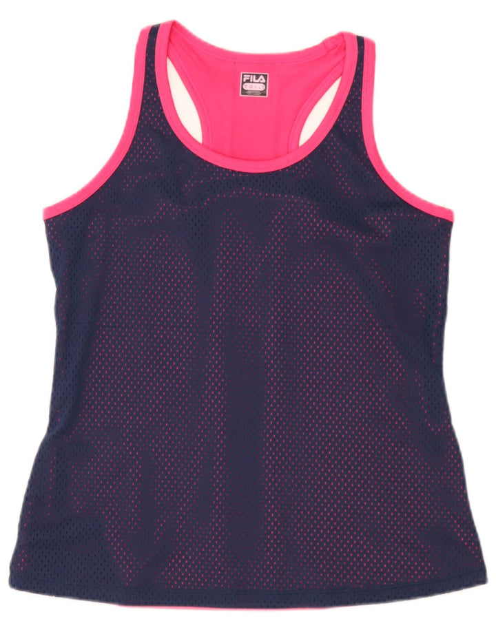 Fila Débardeur graphique pour femme UK 12 Bleu marine moyen Polyester colour block