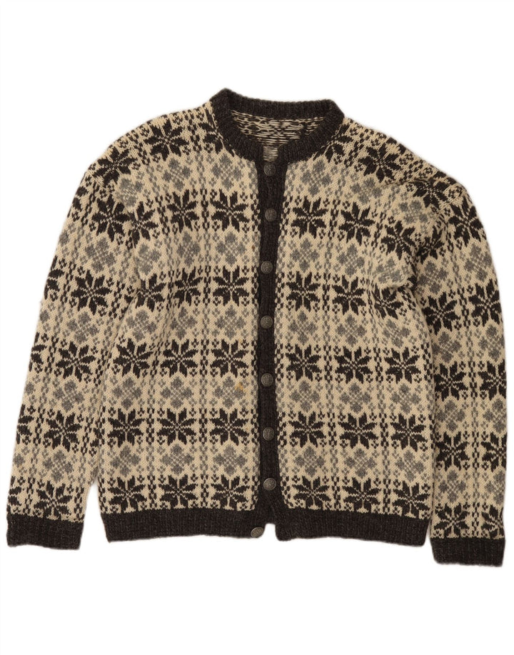 vintage Mens Cardigan Pull Petit Gris Fair Isle