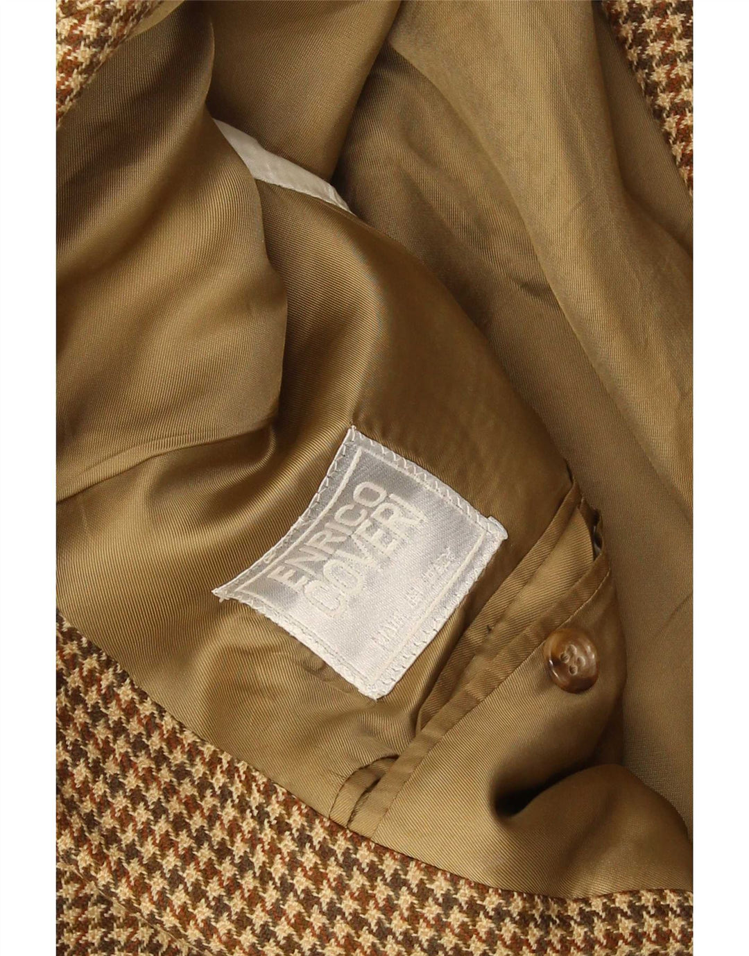 Enrico Coveri Veste Blazer 2 Boutons pour Homme UK 40 Grand Pied-de-Poule Marron