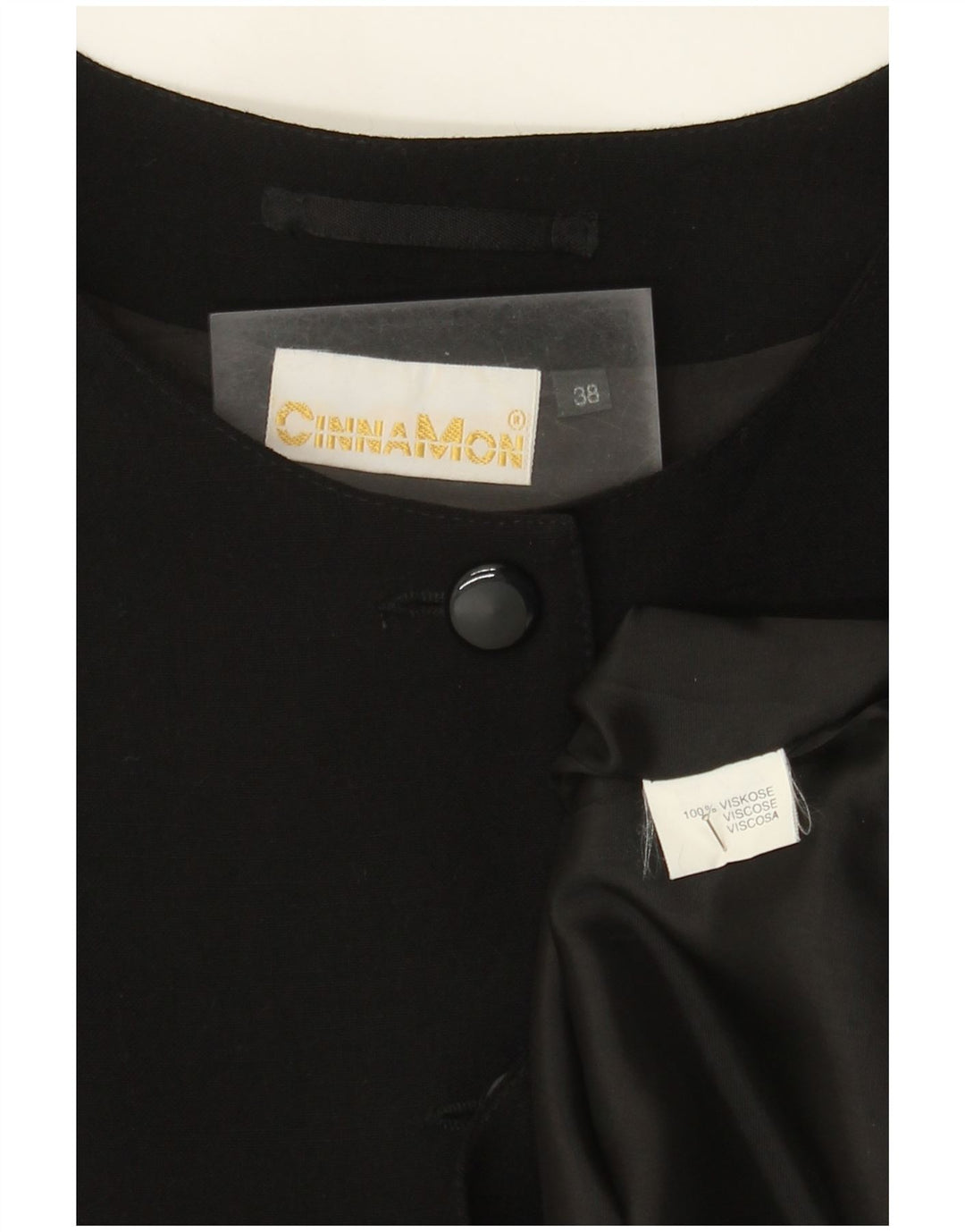 Cinnamon Veste blazer courte à 4 boutons et manches 3/4 pour femme EU 38 Noir moyen