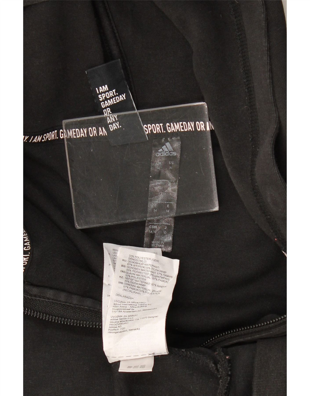 Adidas Pull à capuche zippé graphique pour homme en coton noir moyen
