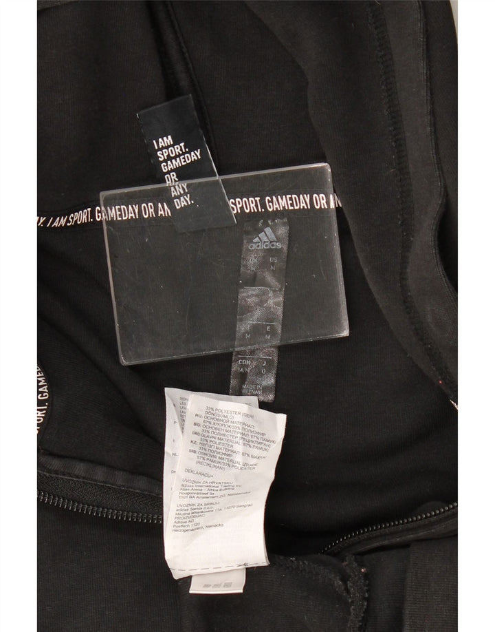 Adidas Pull à capuche zippé graphique pour homme en coton noir moyen