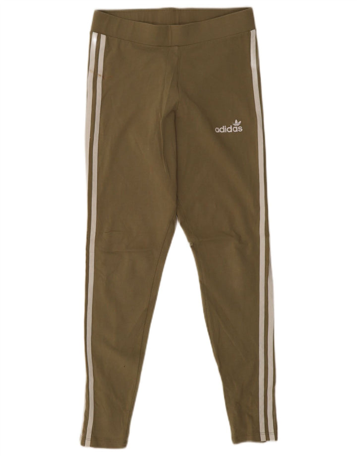 Adidas Leggings Femme UK 12 Coton Kaki Moyen
