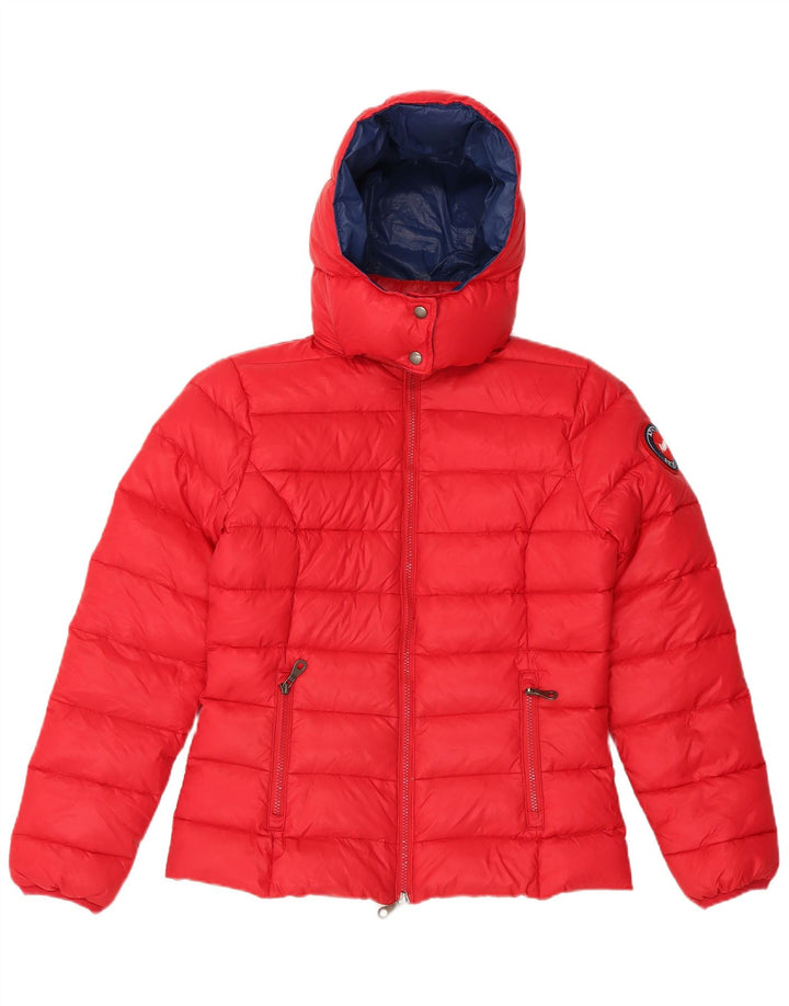 Playlife Veste matelassée à capuche pour femme UK 10 Small Rouge Polyamide