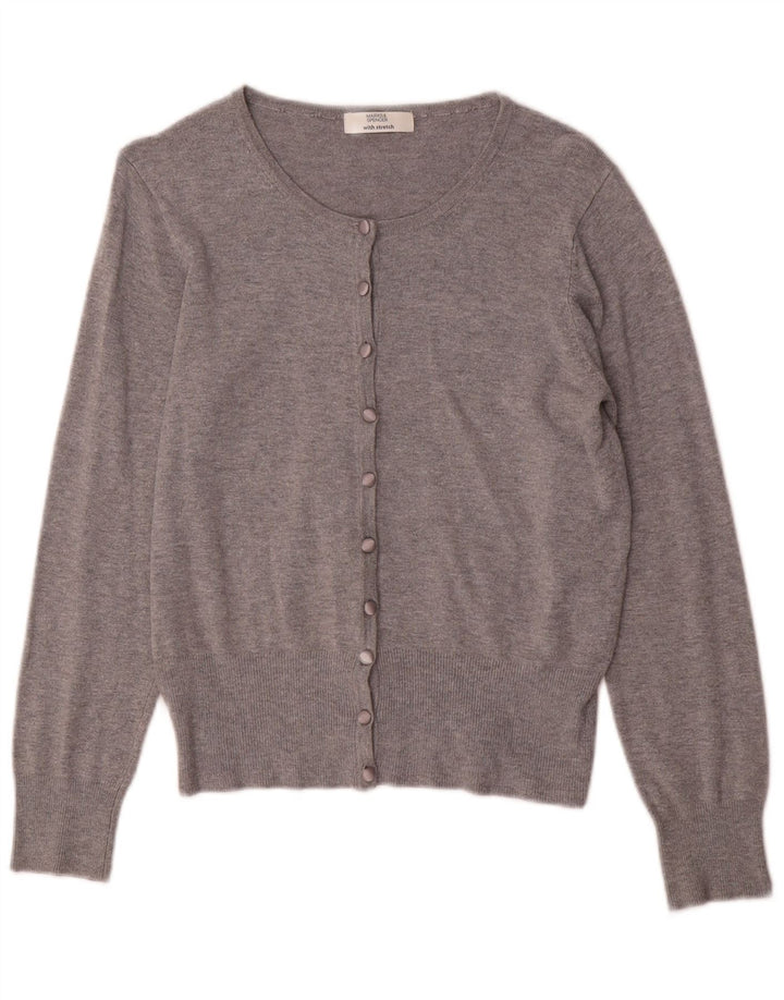 Marks & Spencer Pull cardigan extensible pour femme UK 10 Petit gris moucheté