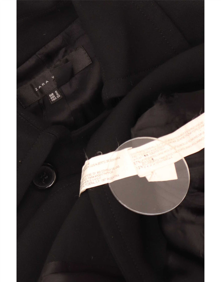 Zara Manteau croisé pour femme UK 10 Petite laine noire