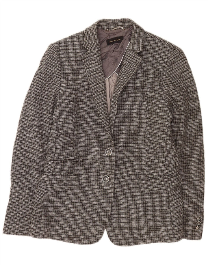 Massimo Dutti Veste Blazer 2 Boutons Femme EU 42 Grand Gris Carreaux Viscose