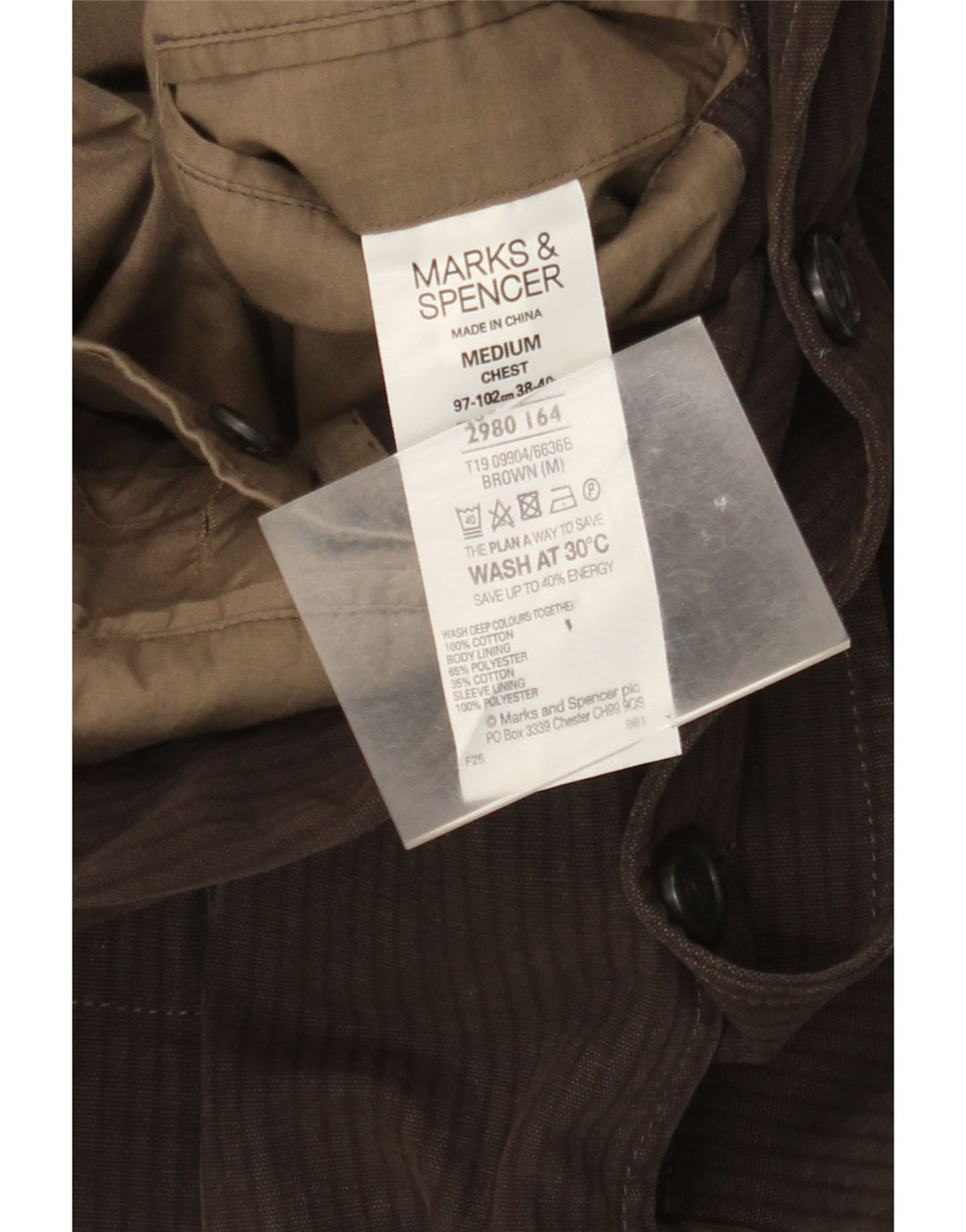 Marks & Spencer Veste blazer à 2 boutons pour homme UK 38 Marron moyen à fines rayures