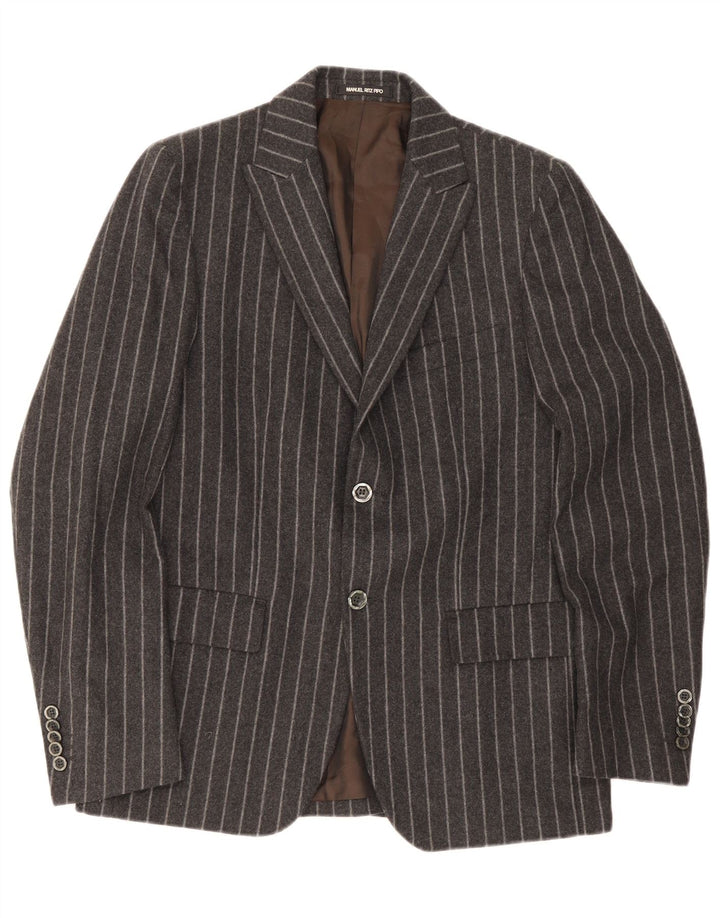 Manuel Ritz Pipo Veste Blazer 2 Boutons Homme IT 50 Grande Laine Rayée Grise