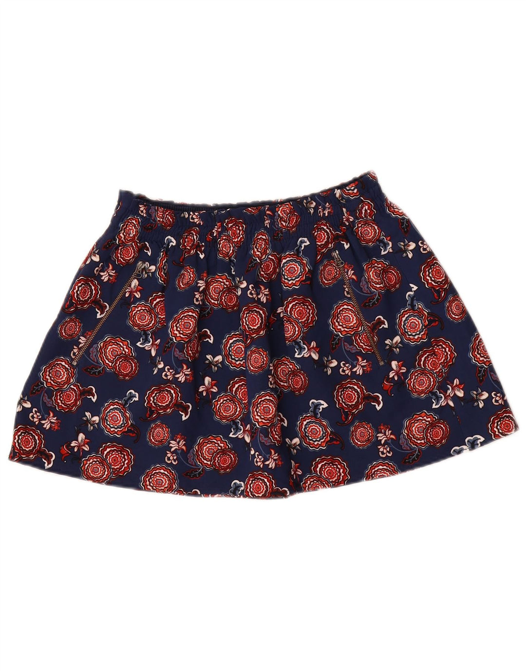 Zara Femme Mini Jupe Medium W28 Bleu Marine Floral