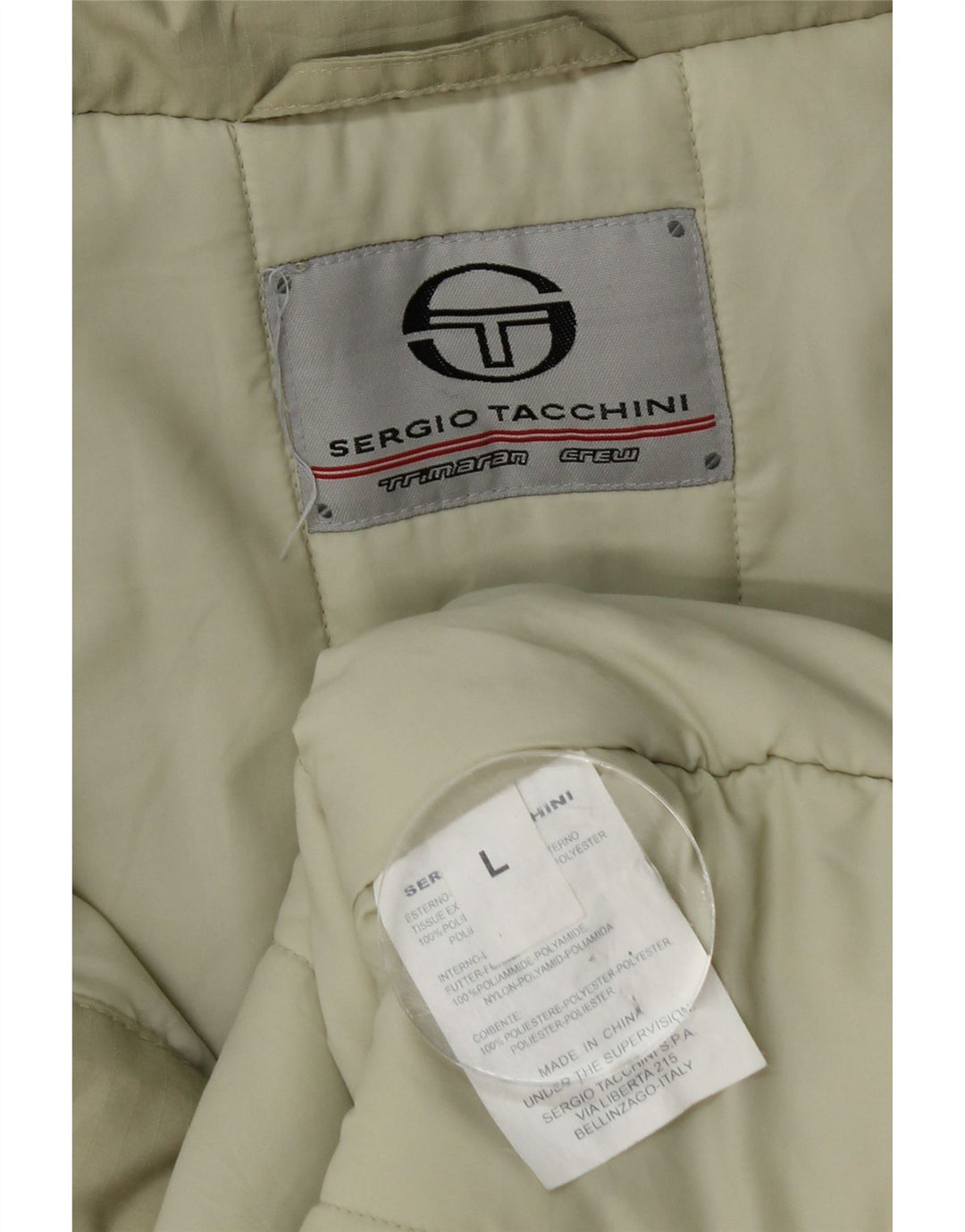 SERGIO TACCHINI Veste coupe-vent à capuche pour homme UK 40 Large Beige Polyester