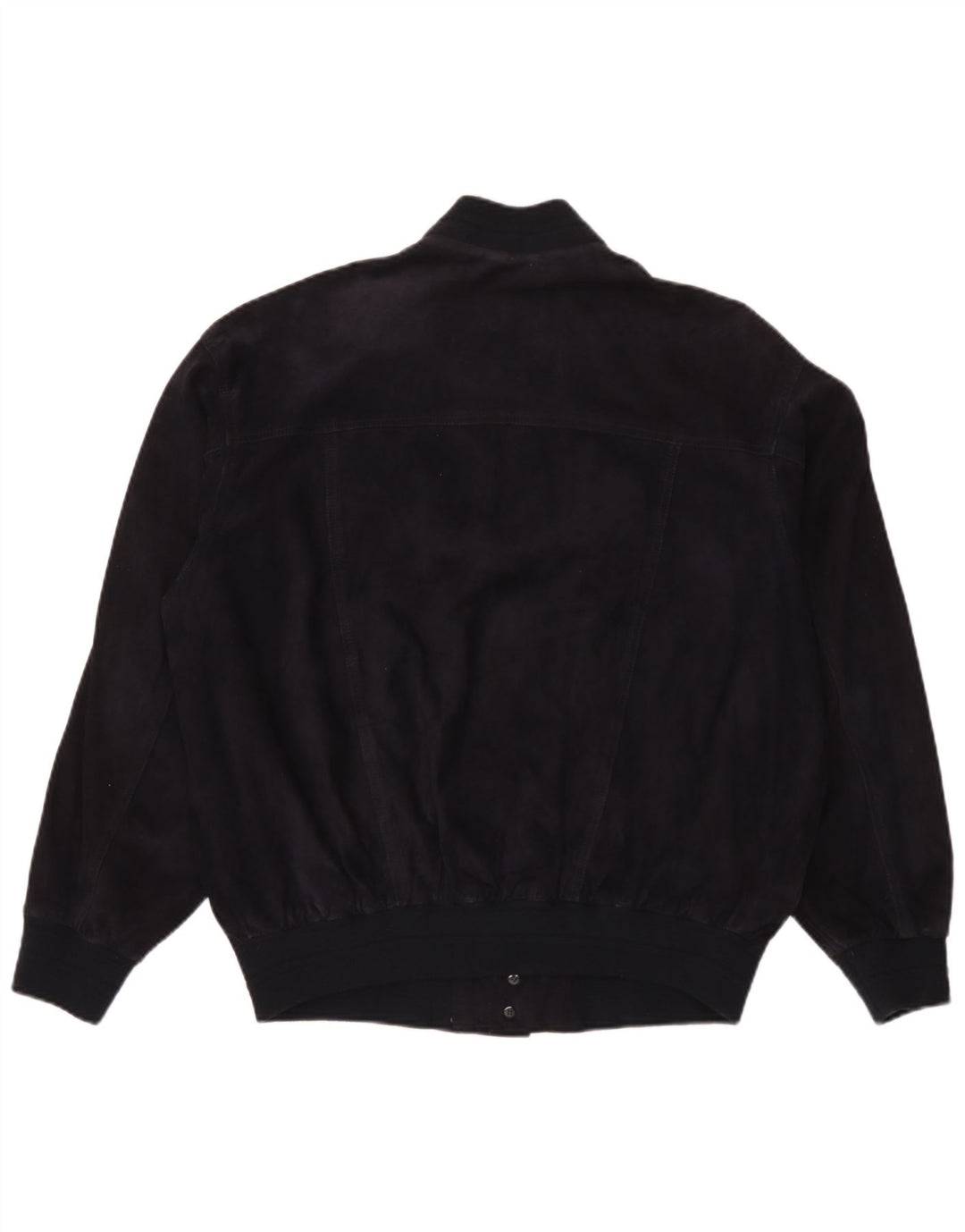 vintage Mens Suede Bomber Jacket IT 50 Grand Cuir Bleu Marine