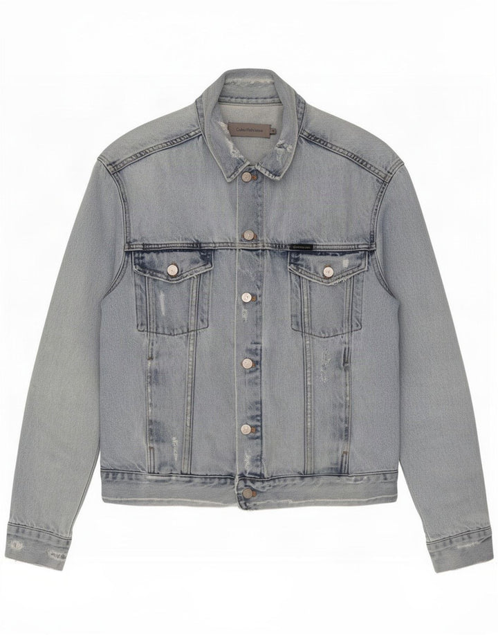 Calvin Klein Jeans Veste en jean vieilli pour homme UK 38 Bleu moyen Coton