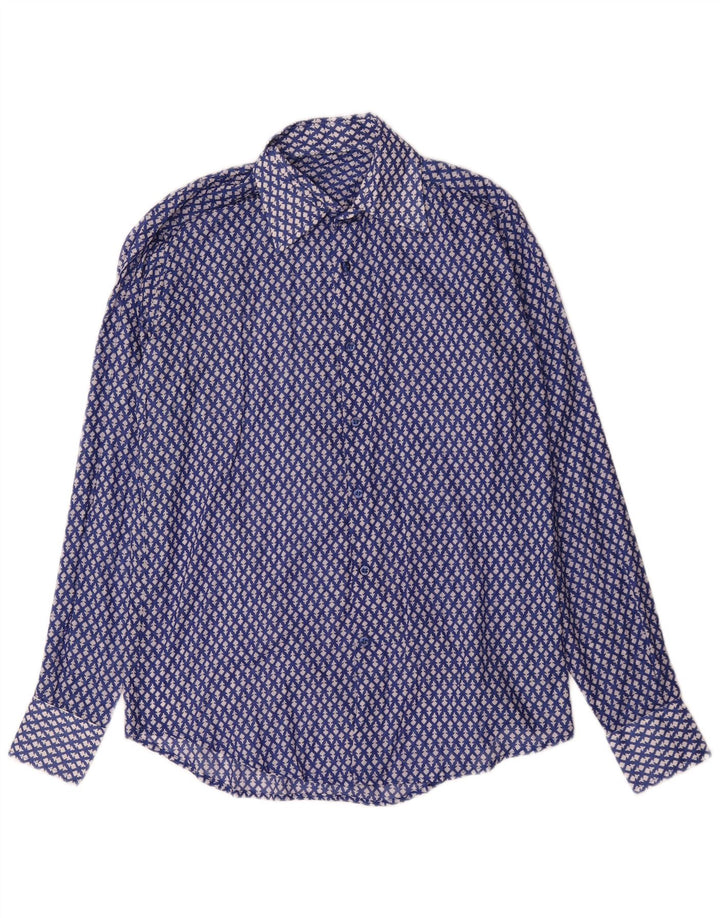 Chemise Homme Vintage Bleu Moyen Floral