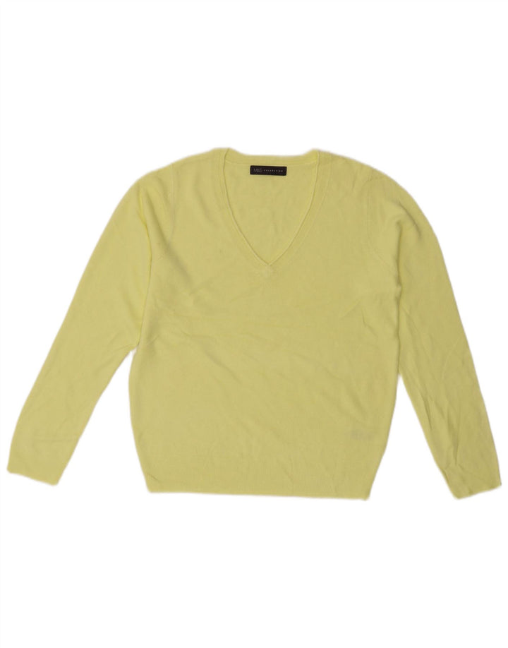 MARKS & SPENCER Pull col en V pour femme UK 10 Petit Acrylique Jaune