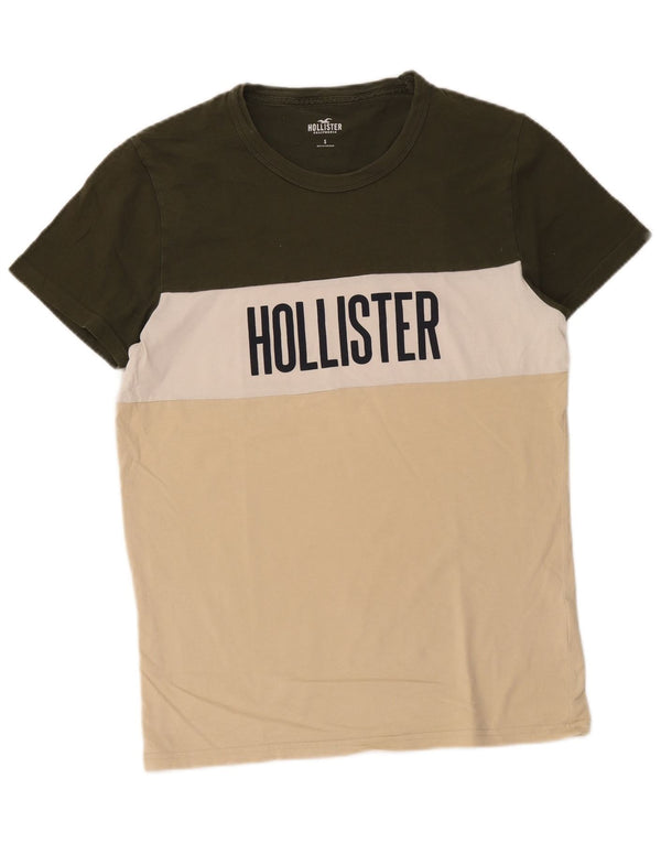 Hollister Homme Graphic T-Shirt Top Small Multicolore Colourblock Cotton