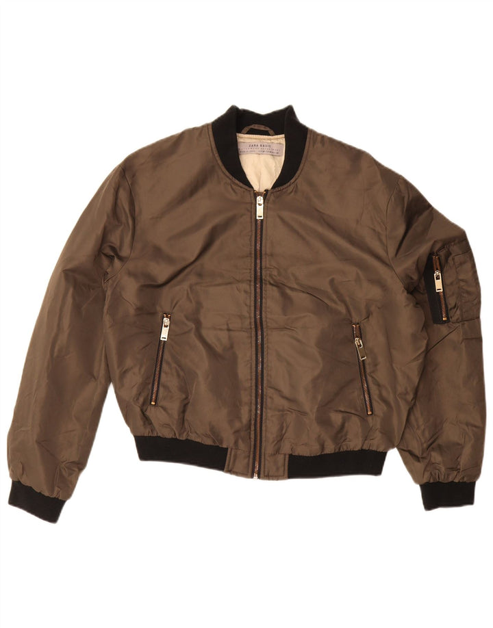 ZARA Veste bomber surdimensionnée pour femme UK 14 Marron moyen