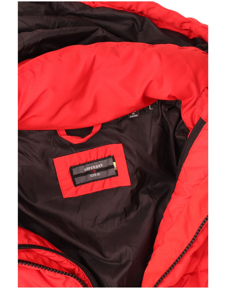 Superdry Veste matelassée à capuche pour hommes UK 40 Large Rouge Polyester