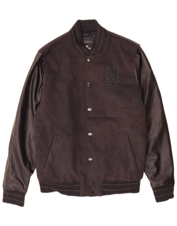 Hollister Veste Varsity graphique pour hommes UK 38 Medium Noir Polyester