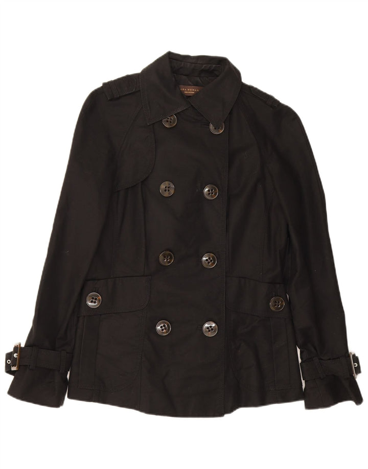 Zara Femme Trench Coat UK 10 Petit Coton Noir