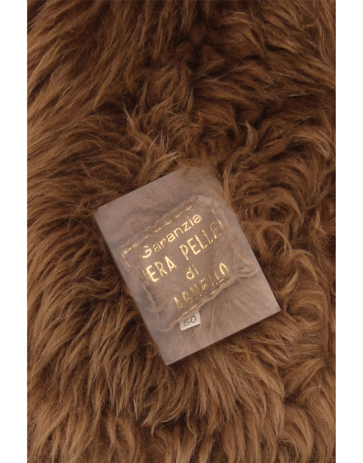 vintage Mens Double Breasted Shearling Jacket IT 50 Grand Cuir Marron