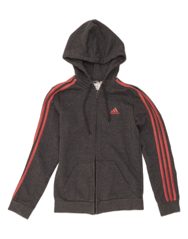 Adidas Pull à capuche zippé pour femme UK 4/6 XS Gris Coton