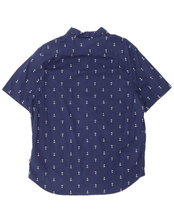 Nautica Chemise extensible à manches courtes pour homme Motif abstrait Bleu marine Taille L