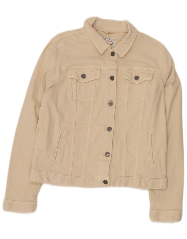 FAT FACE Veste en jean pour femme UK 14 Large Beige Coton