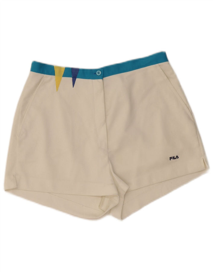 FILA Womens High Waist Chino Shorts EU 42 Large W28 White Colourblock Vintage Fila and Second-Hand Fila from Messina Hembry 