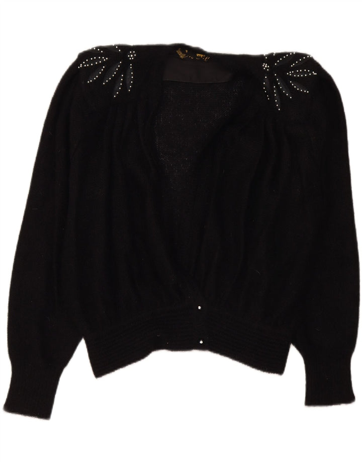 vintage Femme Cardigan Pull IT 48 XL Noir