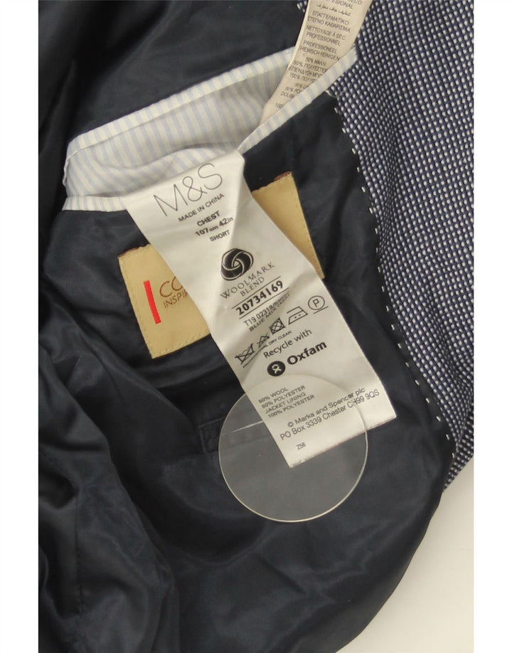 Marks & Spencer Veste blazer courte pour homme UK 42 Large Bleu marine à pois