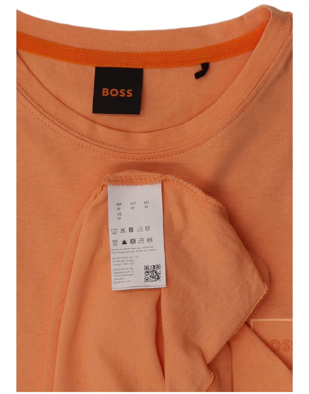 Hugo Boss Homme T-Shirt Top Orange Moyen Coton