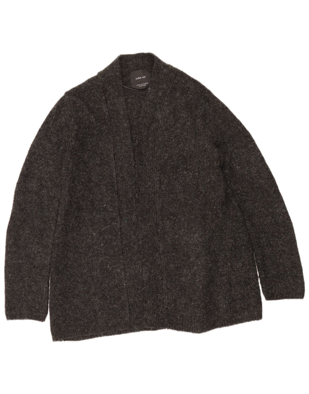 Zara Pull Cardigan Ouvert Femme UK 14 Gris Moyen