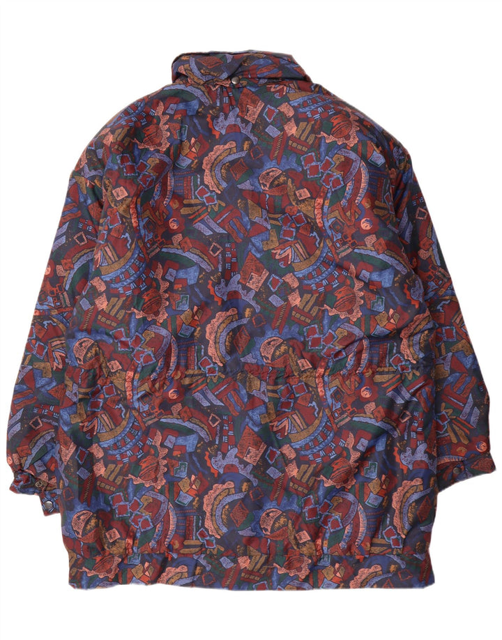 VINTAGE Femmes Coupe-Vent Manteau UK 16 Grand Multicolore Géométrique