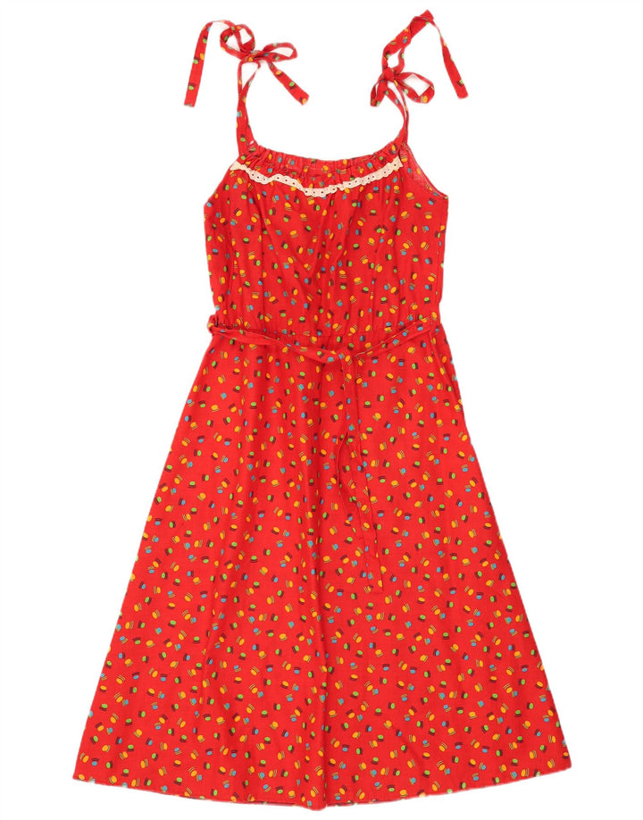 vintage Femme Motif Abstrait Slip Robe IT 44 Rouge Moyen