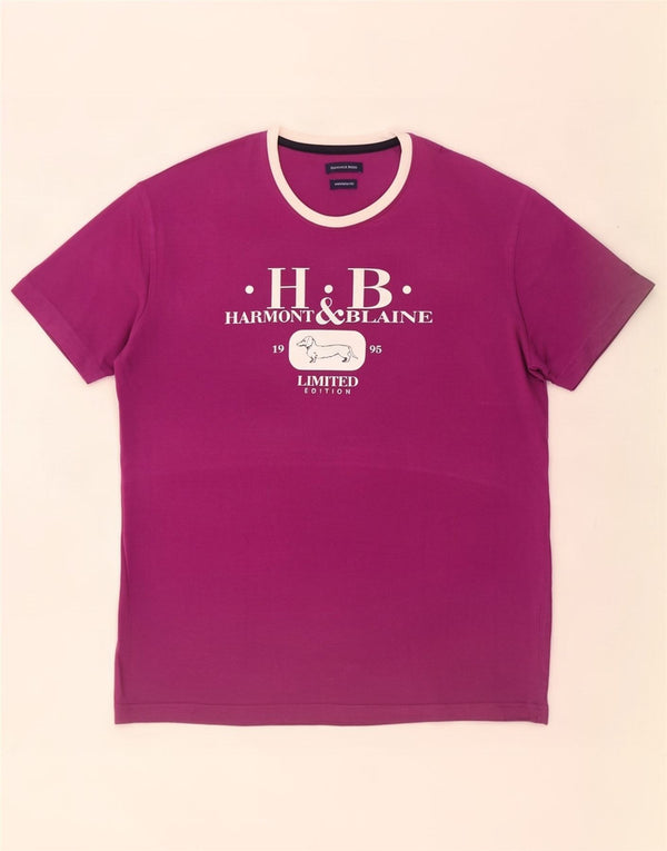 Harmont & Blaine T-shirt graphique coupe étroite pour homme, XL, violet, coton