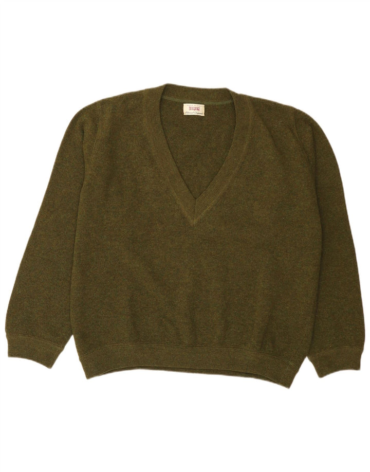 Sisley Pull Col V Laine Vierge Vert Moyen Homme