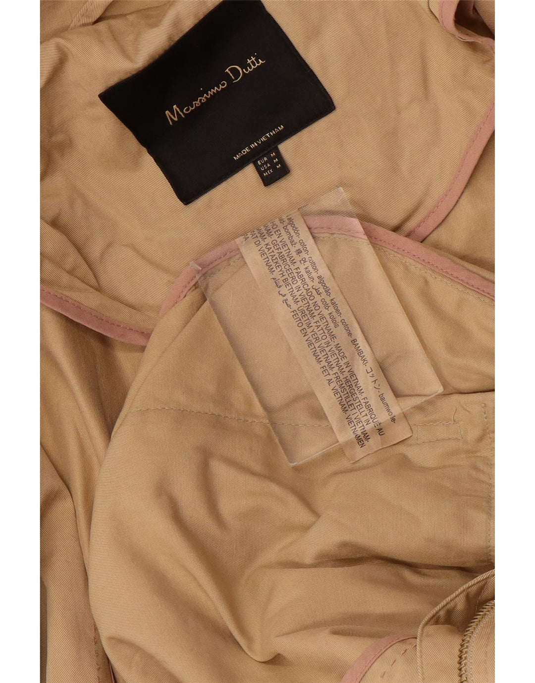 MASSIMO DUTTI Veste Parka à Capuche Femme UK 14 Coton Beige Moyen