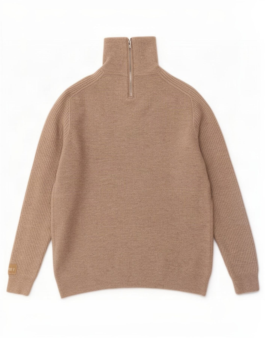 Massimo Dutti Pull à col zippé pour homme en laine beige
