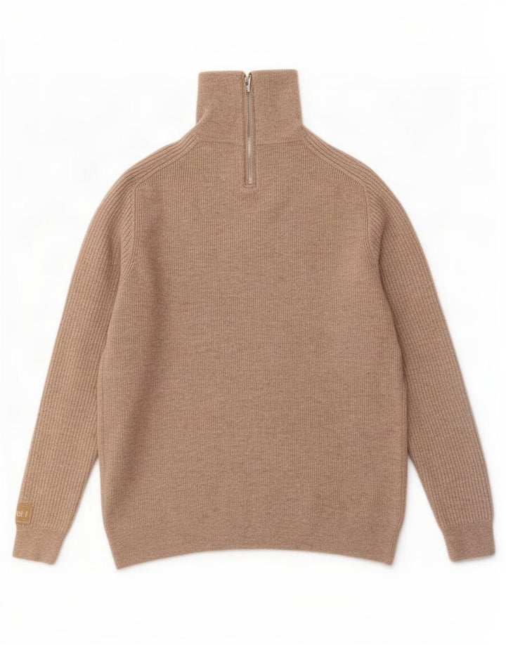Massimo Dutti Pull à col zippé pour homme en laine beige